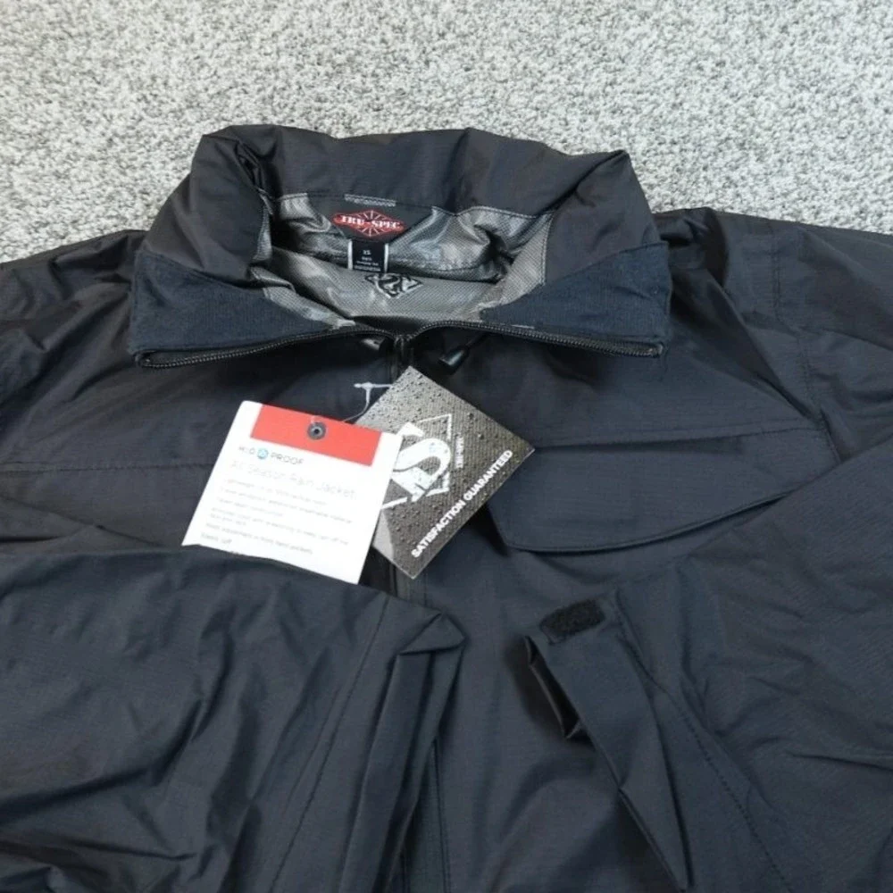 NEW‎ TRU SPEC Jacket Mens XS Black Waterproof Parka Full Zip Windbreaker Coat